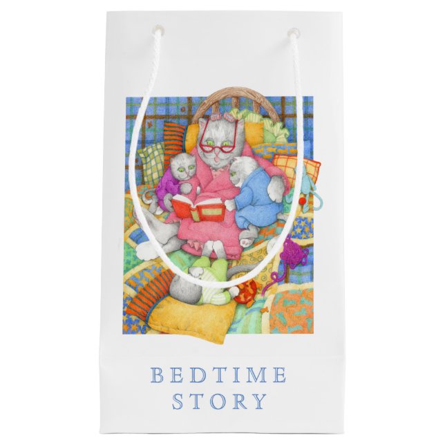 BEDTIME STORY Small Gift Bag - White (Front)