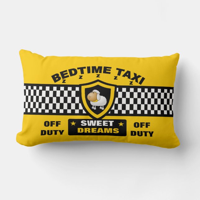 Bedtime Taxi - Yellow Taxi Lumbar Cushion (Front)
