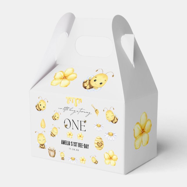 Bee 1st Birthday Favour Box (Front Side)