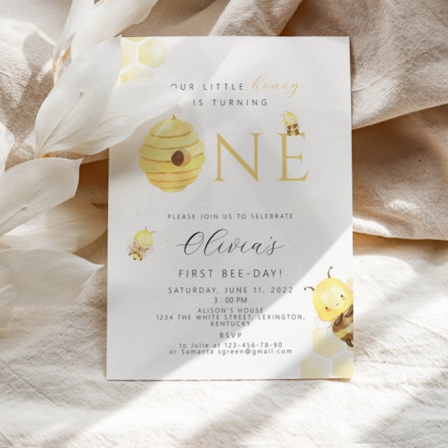 Bee 1st birthday invitation (Creator Uploaded)