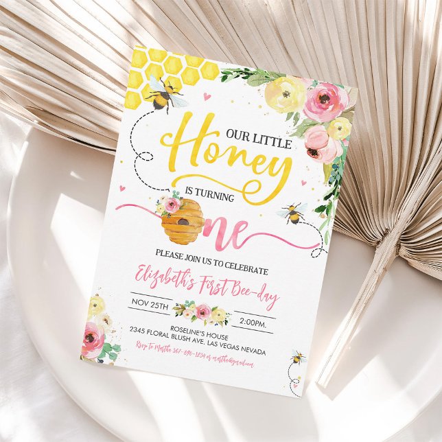 Bee 1st Birthday Invitation Honey Bumble Bee (Creator Uploaded)