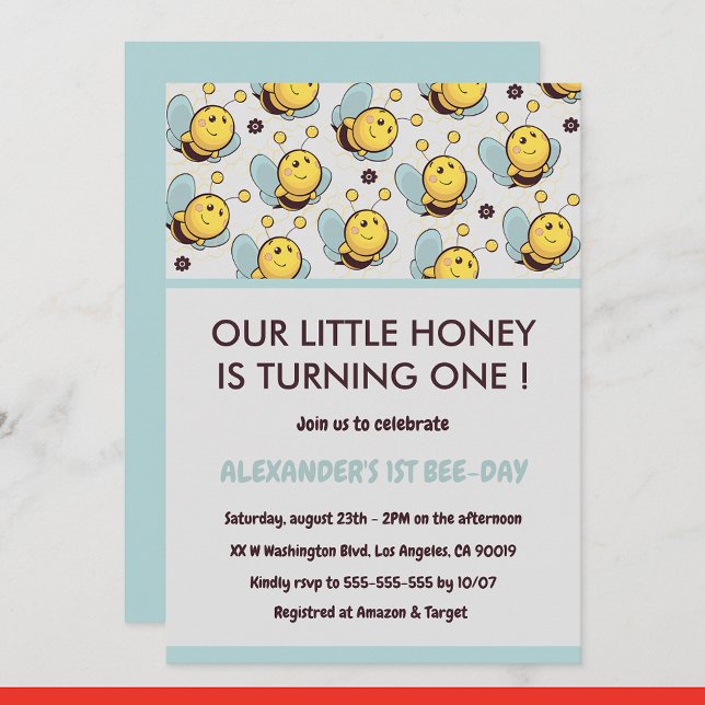 Bee 1st birthday invitations Cute Our little honey (Creator Uploaded)
