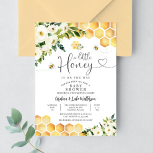 Bee A Little Honey Gender Neutral Baby Shower Invitation