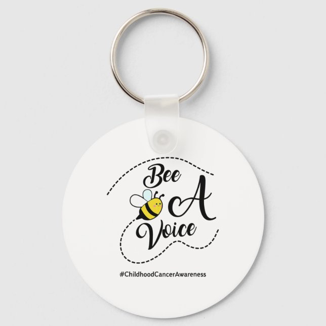 Bee A Voice Childhood Cancer Awareness  Key Ring (Front)