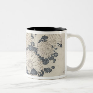 Bee and chrysanthemums Two-Tone coffee mug