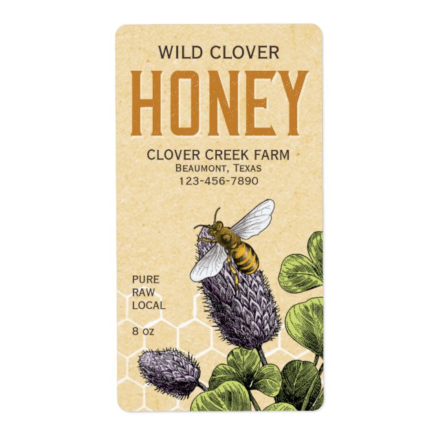 Bee and Clover Honey Label (Front)