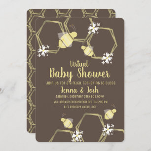 Bee and Daisy Floral Virtual Baby Shower Invitation