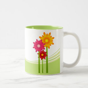 Bee And Daisy Flowers Garden Two-Tone Coffee Mug