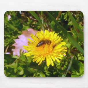 Bee and dandelion mouse mat