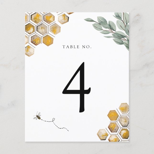 Bee and Eucalyptus Shower Table Number (Front)