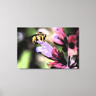 Bee and Flower 36x24 (90x60cm) waccn Canvas Print