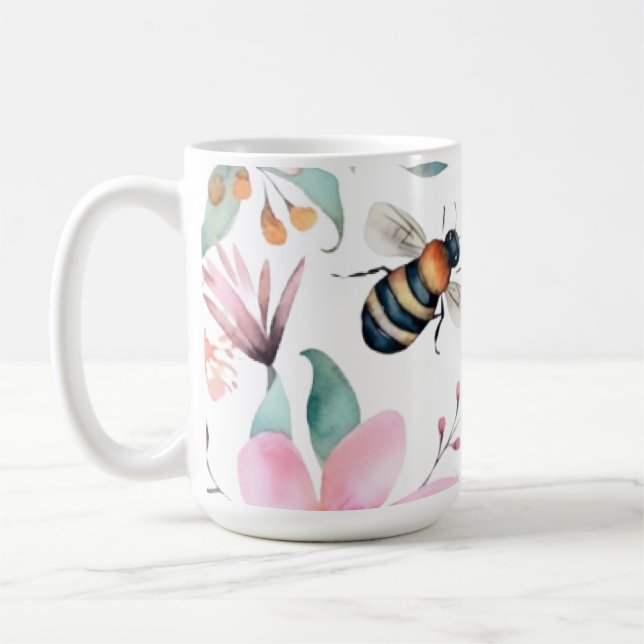Bee and Flower Coffee Mug (Left)