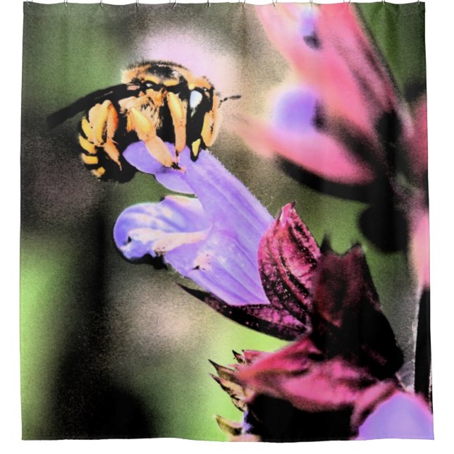 Bee and Flower sccna Shower Curtain (Front)