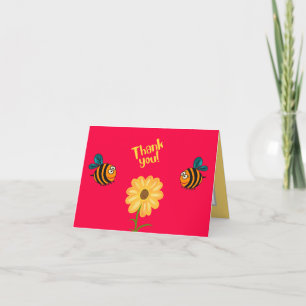 Bee and flower thank you card