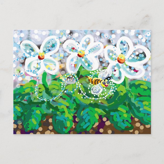 bee and flowers postcard (Front)