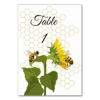Bee and flowers table card number