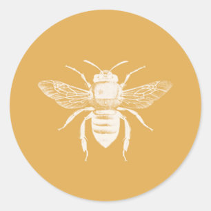 Bee and Golden Honeycomb Pattern Classic Round Sticker