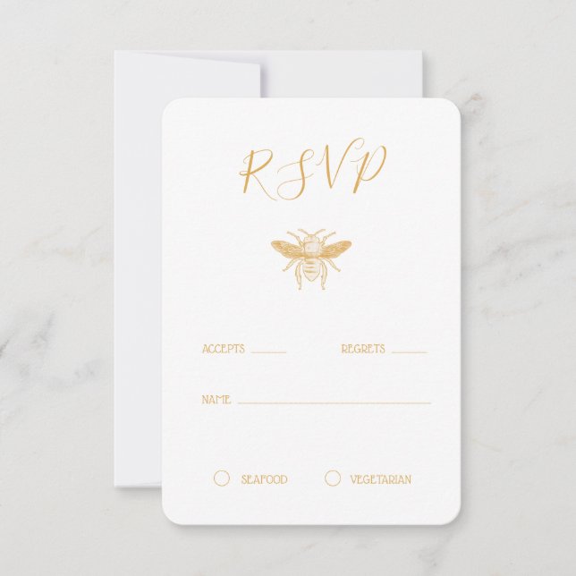 Bee and Golden Honeycomb Pattern RSVP 2 (Front)