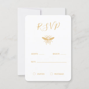 Bee and Golden Honeycomb Pattern RSVP 2 Card