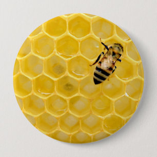 bee and honeycomb 10 cm round badge