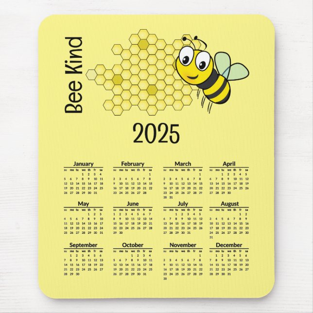 Bee and Honeycomb 2025 Calendar Mouse Mat (Front)