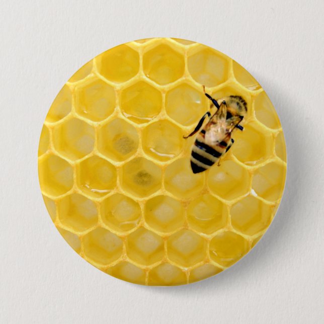 bee and honeycomb 7.5 cm round badge (Front)