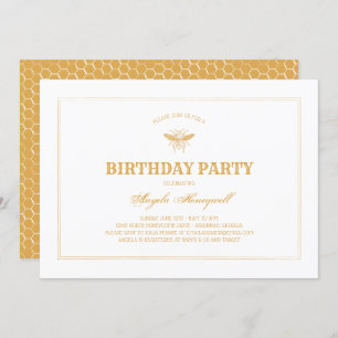 Bee and Honeycomb Birthday Party Invitation