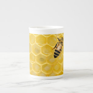 bee and honeycomb bone china mug
