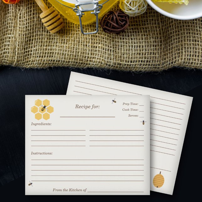 Bee and Honeycomb Bridal Shower Recipe Card (Bee and Honeycomb Bridal Shower Recipe Card)