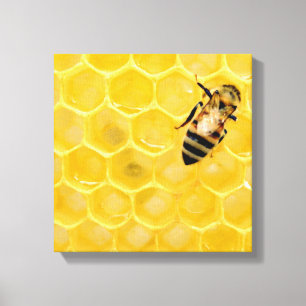 bee and honeycomb canvas print