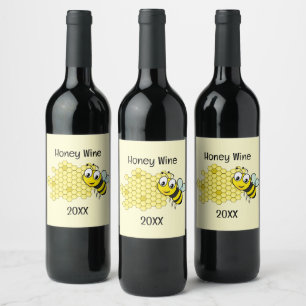 Bee and Honeycomb Design  Wine Label