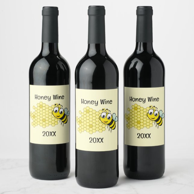Bee and Honeycomb Design  Wine Label (Bottles)