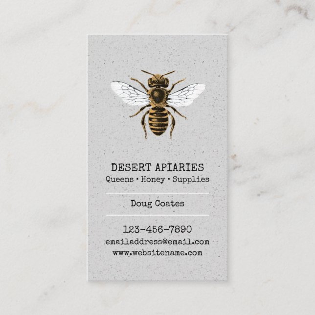 Bee and Honeycomb Grey Business Card (Front)