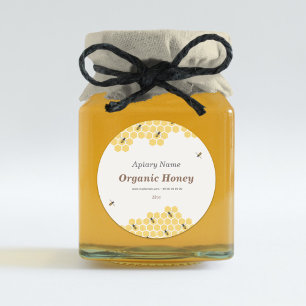 Bee and Honeycomb Honey Jar Label Sticker
