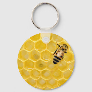 bee and honeycomb key ring