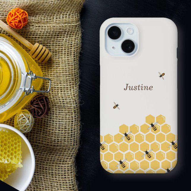 Bee and Honeycomb Pattern Case-Mate iPhone Case (Bee and Honeycomb Pattern Phone Case)