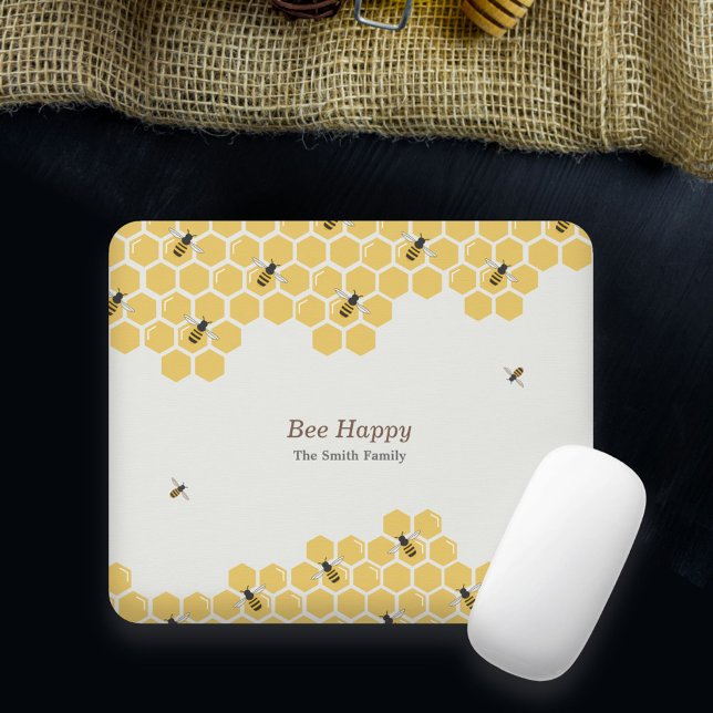 Bee and Honeycomb Pattern Mouse Mat (Bee and Honeycomb Mouse Pad)
