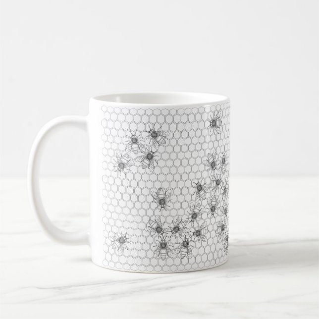 Bee and Honeycomb Pattern Mug (Left)