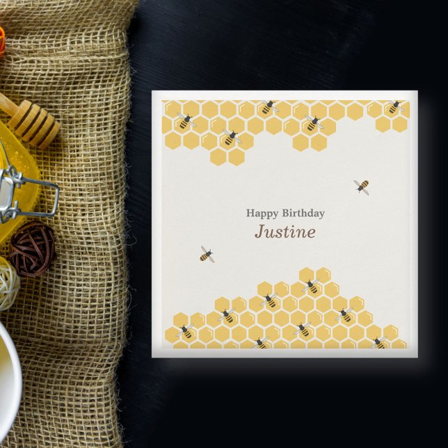 Bee and Honeycomb Pattern Napkin (Bee and Honeycomb Napkins)