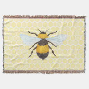 Bee and Honeycomb Throw Blanket