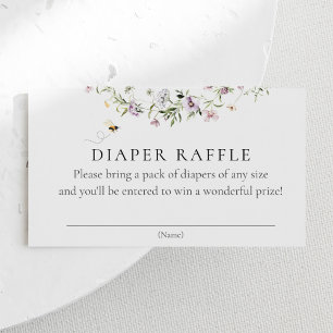 Bee and Lavender Wildflowers Diaper Raffle Enclosure Card