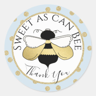 Bee and Polka Dots Thank You Classic Round Sticker