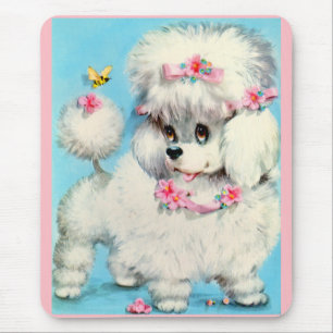 bee and poodle puppy mouse mat