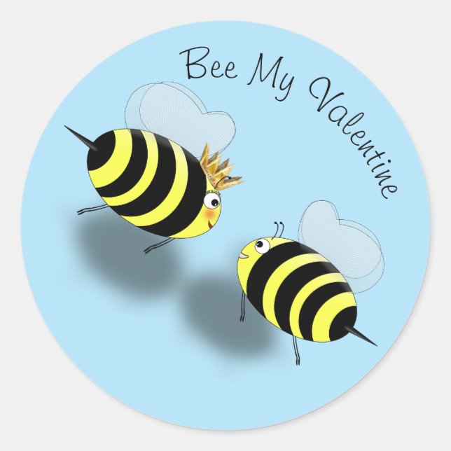 Bee and Queen Bee Couple Meeting Classic Round Sticker (Front)