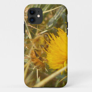 Bee and Star Thistle (Centaurea solstitialis) iPhone 11 Case
