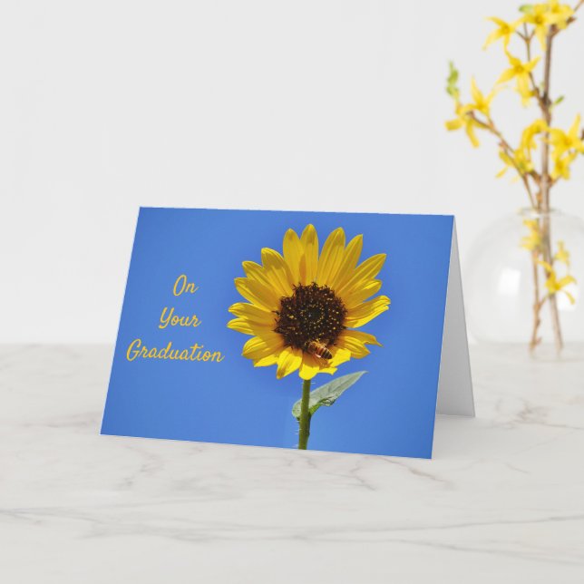 Bee and Sunflower Bright Future Graduation Card (Yellow Flower)
