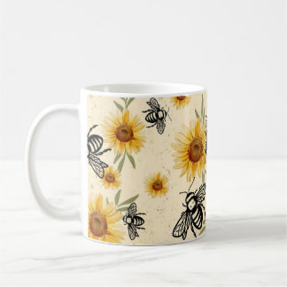 Bee and Sunflower Vanilla Coffee Mug