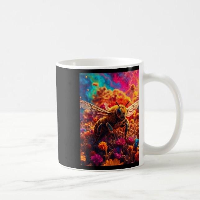 Bee And Surreal Garden Sticker  Coffee Mug (Right)