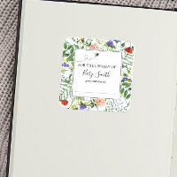 Bee and Wildflower Baby Shower Bookplate Sticker