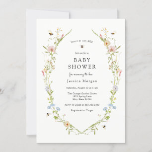 Bee and Wildflower Baby Shower Invitation